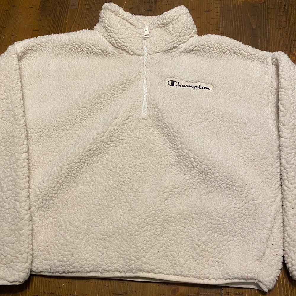 Champion Cream Sherpa Quarter-Zip Jacket